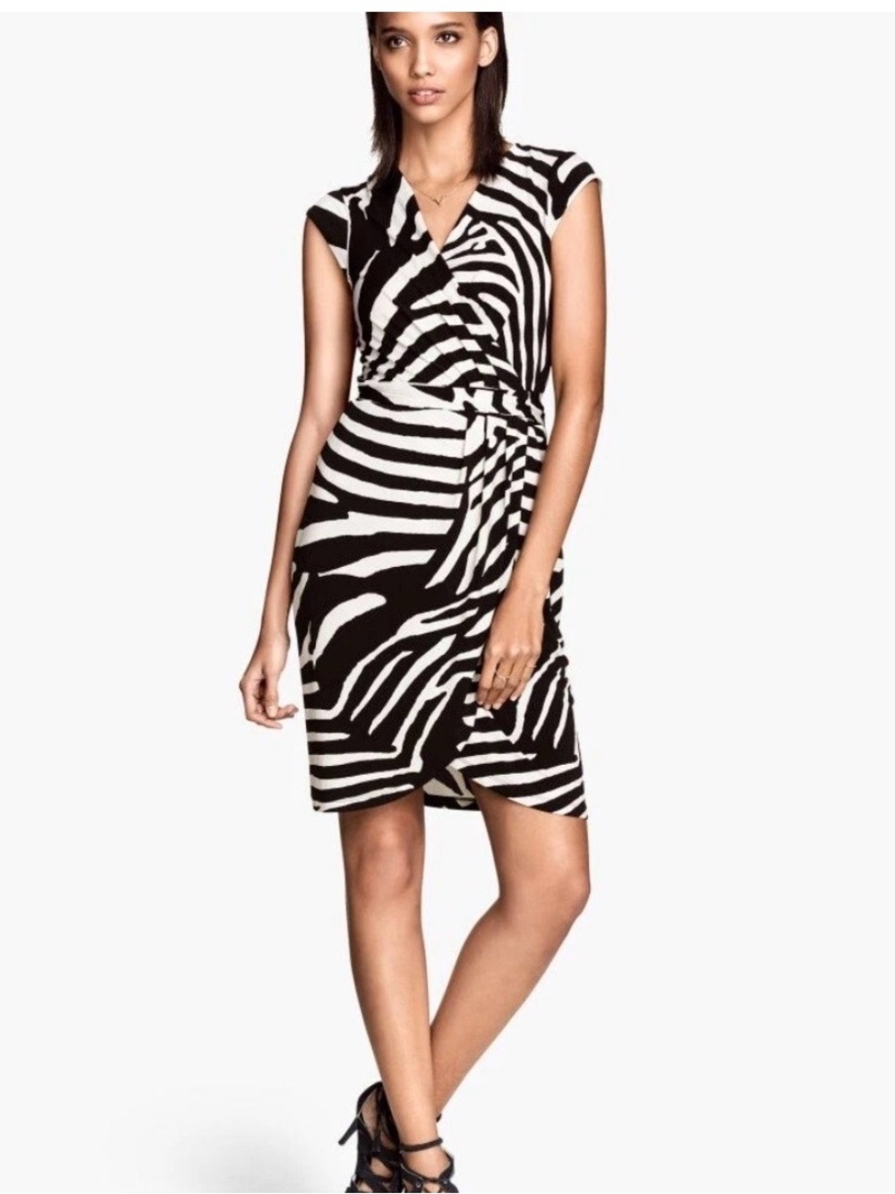 H&M Zebra Wrap side tie Dress Size S